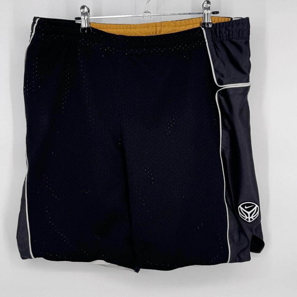 Nike Shorts Mens 34 Black Gold Reversible Basketball Mesh Athletic Gym Training